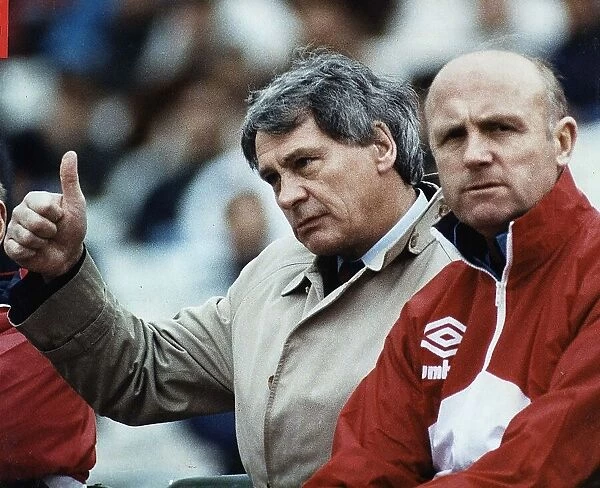 England manager Bobby Robson fwith assistant Don Howe Circa 1988