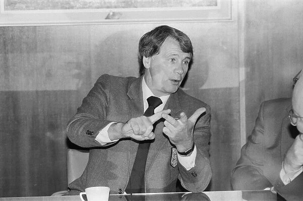 England manager Bobby Robson speaks at a press conference before his team