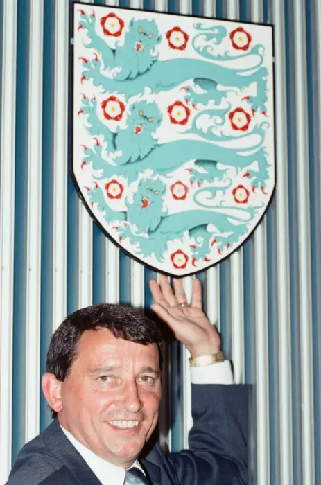 Framed Print : England manager Graham Taylor at a press conference after his appointment