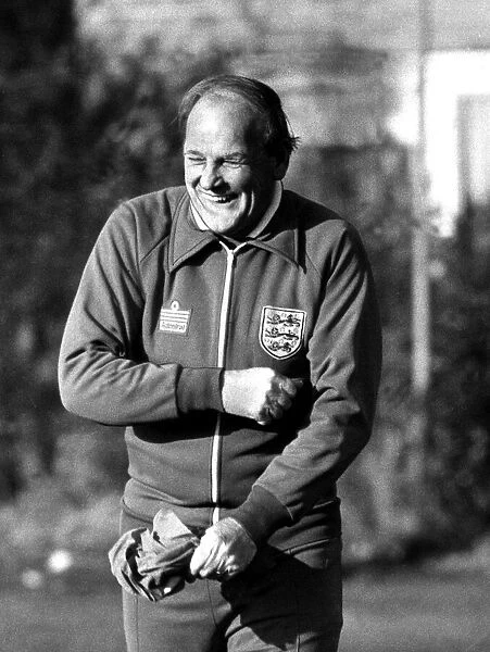 England manager Ron Greenwood has a laugh at the training ground