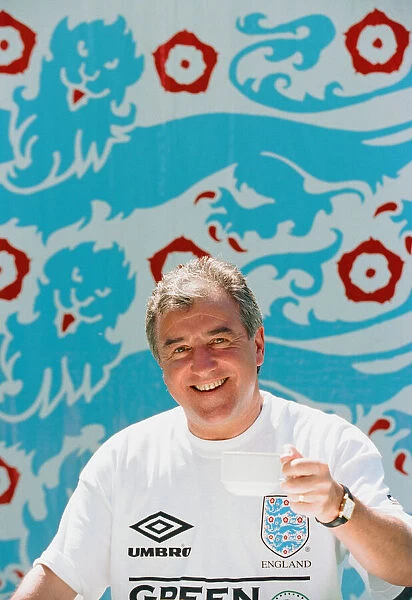 England manager Terry Venables in relaxed mood ahead of a training session as his side