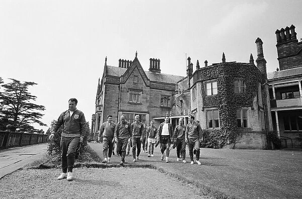 The England national team squad at Lilleshall for a training session ahead of the 1966