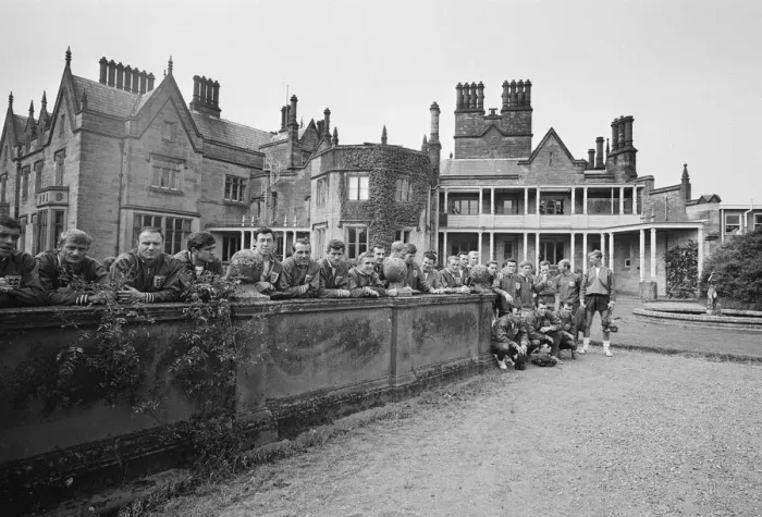 Framed Print : The England national team squad pose at Lilleshall before a training session in Framed Print : The England national team squad pose at Lilleshall before a training session in