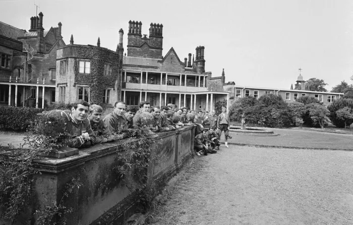 Framed Print : The England national team squad pose at Lilleshall before a training session in