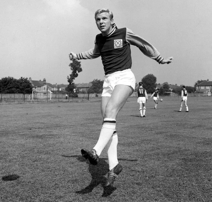 Framed Print : England player Bobby Moore August 1962 in action during West ham United Training