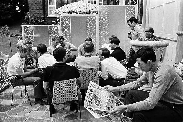 England players enjoy a game of cards at their base in Hendon during the 1966 World Cup