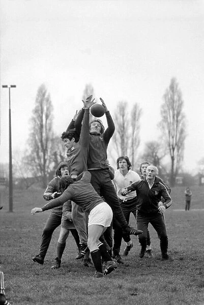 England Rugby team in training at Twickenham. March 1975 75-01426-040 Roger Uttley taking