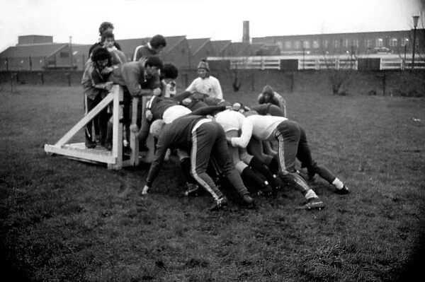 England Rugby team in training at Twickenham. March 1975 75-01426-002