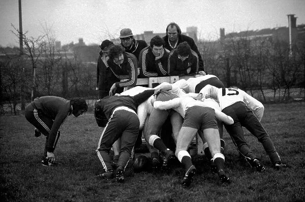 England rugby union team in training. The England rugby union team met at the Harlequins