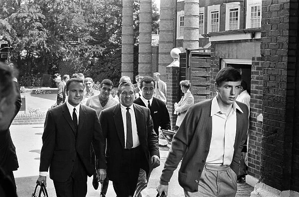 The England team depart from Hendon Hall hotel on their way to Wembley for the World Cup