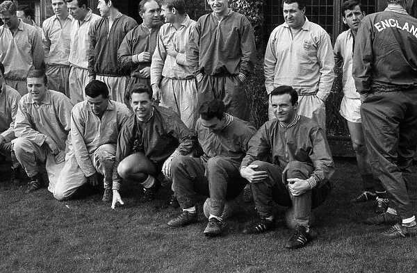 England team training session at Lea Green, Derbyshire. Jimmy Greaves fooling