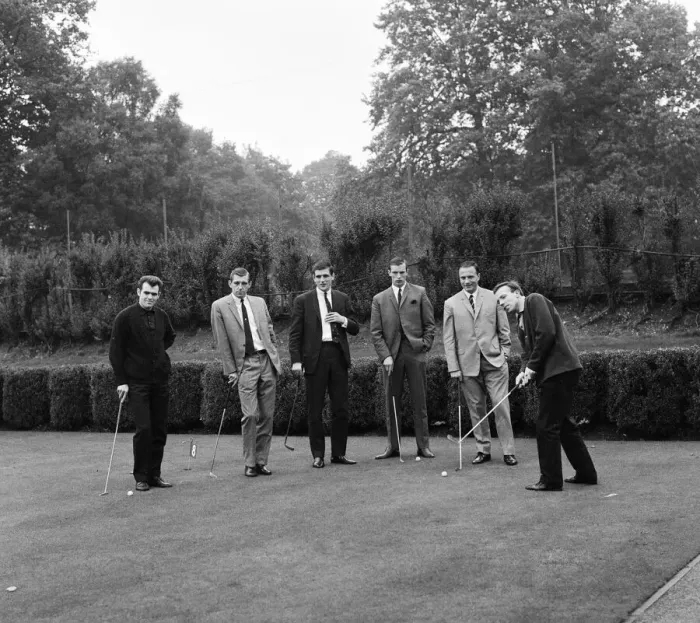 Framed Print : England team training session at Roehampton. Nobby Stiles plays a shot