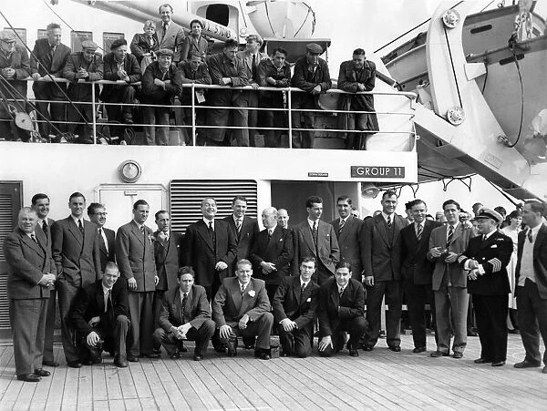 The England test team photographed on board. On right is the skipper of the Orsova