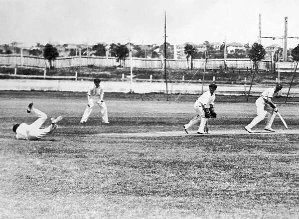 England tour of Australia for the Ashes 1928 - 1929. F Bryant attempts to catch
