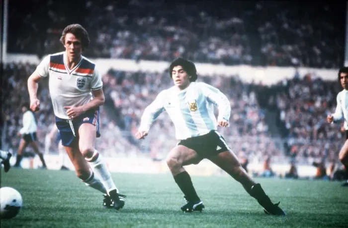 Framed Print : England v Argentina May 1980 Phil Neal Diego Maradona CL13 649