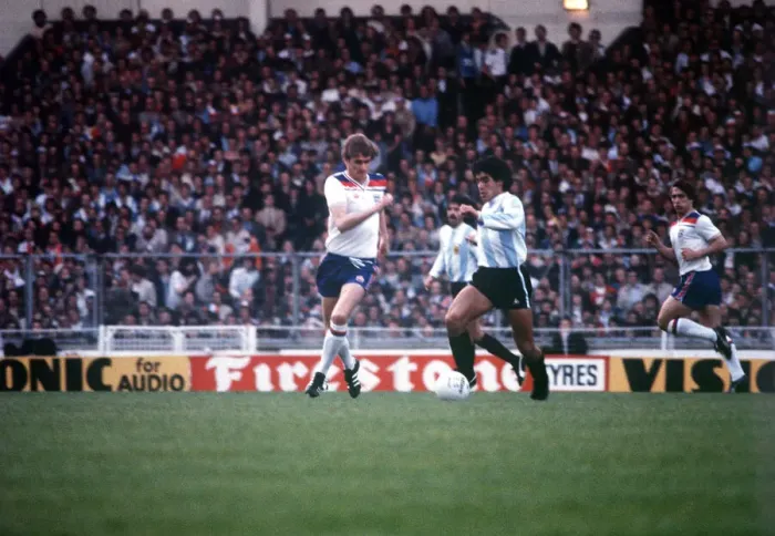 Framed Print : England v Argentina May 1980 Phil Neal Diego Maradona MSI