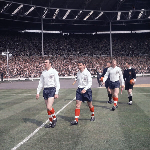 England v Brazil international at Wembley. L-R: Ray Wilson