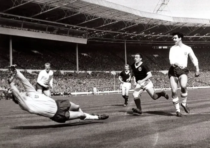 Framed Print : England v Scotland home international at Wembley Stadium April 1963