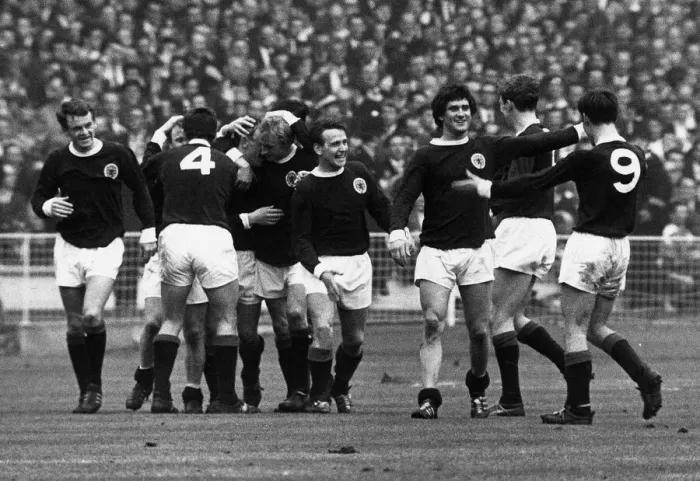 Framed Print : England v Scotland at Wembley celebrate goal 1967 football ESEuro