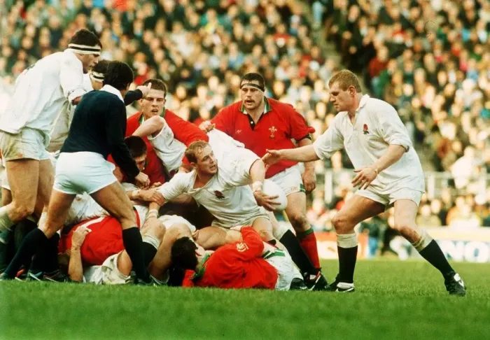 Framed Print : England v Wales Five Nations Rugby Union match at Twickenham. 7th March 1992
