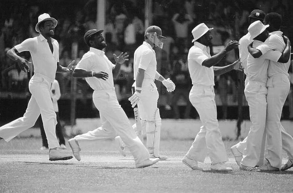 England in West Indies 1981. Geoff Boycott is dismissed. 26th May 1981