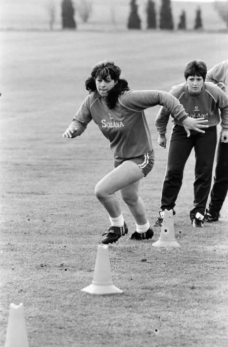 Framed Print : England Womens Football Team, pictured during training session ahead of their Framed Print : England Womens Football Team, pictured during training session ahead of their