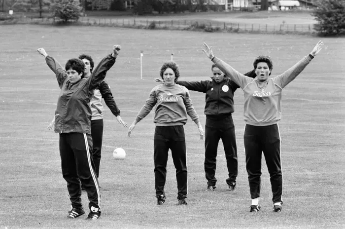 Framed Print : England Womens Football Team, pictured during training session ahead of their