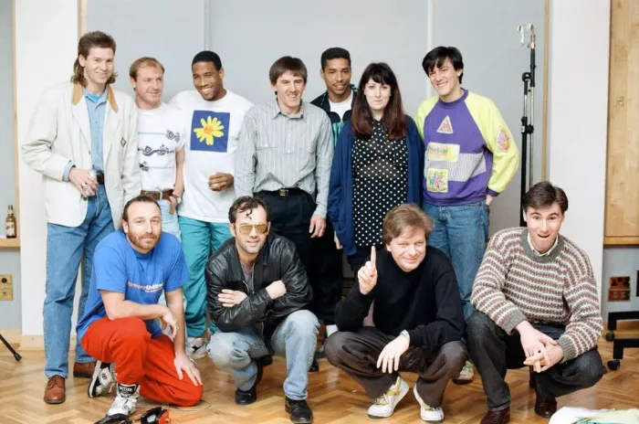 Framed Print : England World Cup Squad in the recording studio after joining music group New Order to Framed Print : England World Cup Squad in the recording studio after joining music group New Order to