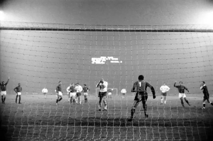 Framed Print : Englands v. Portugal. Francis Lee puts his head in his hands after missing penalty Framed Print : Englands v. Portugal. Francis Lee puts his head in his hands after missing penalty