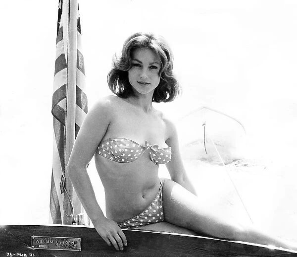 English actress Shirley Anne Field Actress sitting on boat. 8th December 1963