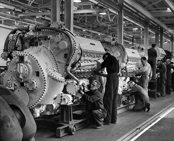 English Electric activities on Merseyside: Assembly of Napier Deltic 2, 500 B. H