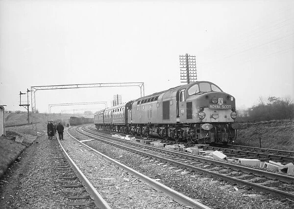 English Electric Type 4 Diesel locomotive pulling the Royal Scot passenger train 1st