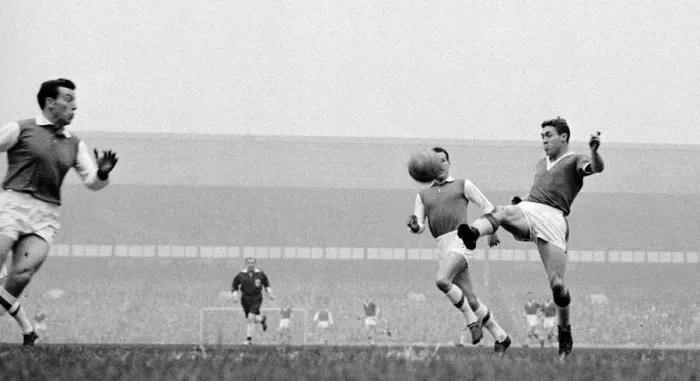 Framed Print : English League Division One match April 1959 Everton 4 v Arsenal 1 at Goodison Park