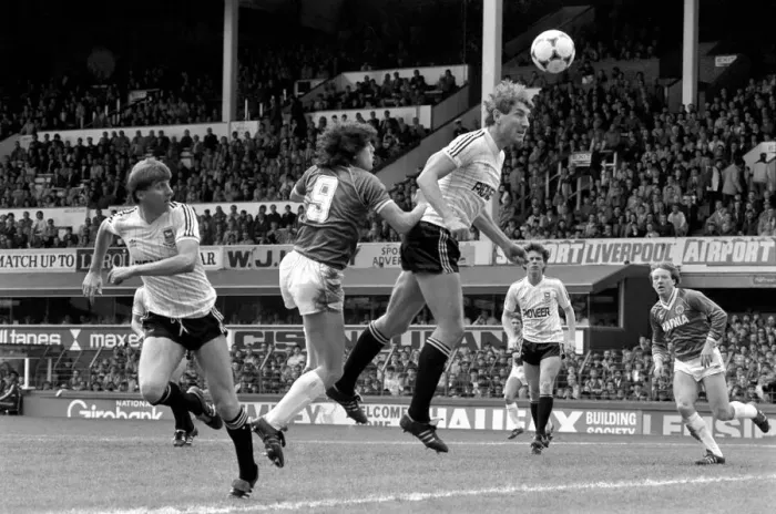 Framed Print : English League Division One match. Everton 1 v Ipswich Town 1. May 1983 MF11-28-029