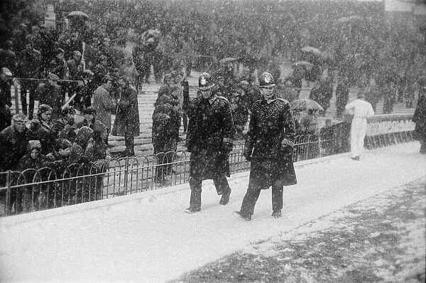 English League Division One match at Highbury, abandoned due to heavy snow