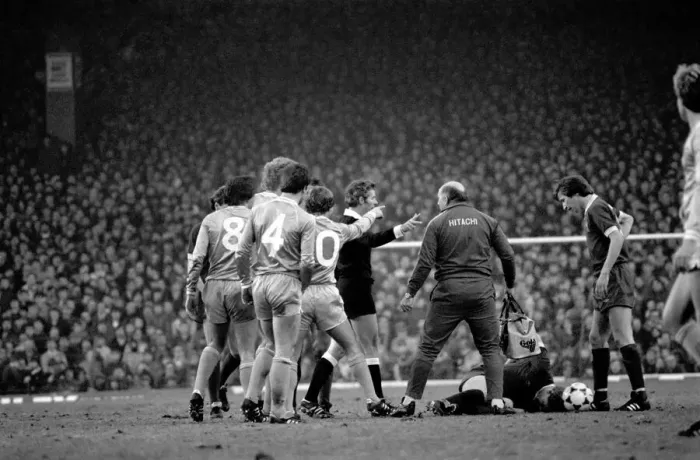 Framed Print : English League Division One match. Liverpool 1 v Manchester City 3. January 1982 MF04-42