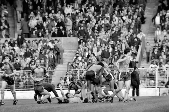Framed Print : English League Division One match. Manchester City 0 v Luton Town 1. May 1983 MF11-29-036