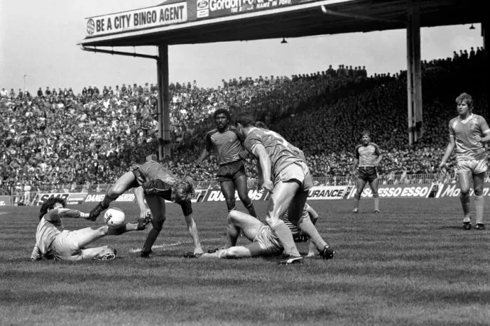 Framed Print : English League Division One match. Manchester City 0 v Luton Town 1. May 1983 MF11-29-101