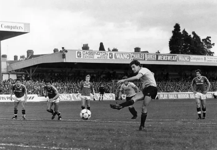 Framed Print : English League Division One match at Manor Ground. Oxford United 2 v Manchester Framed Print : English League Division One match at Manor Ground. Oxford United 2 v Manchester