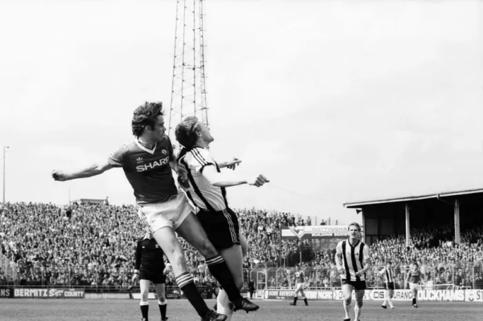 Framed Print : English League Division One match. Notts County 3 v Manchester United 2 Framed Print : English League Division One match. Notts County 3 v Manchester United 2