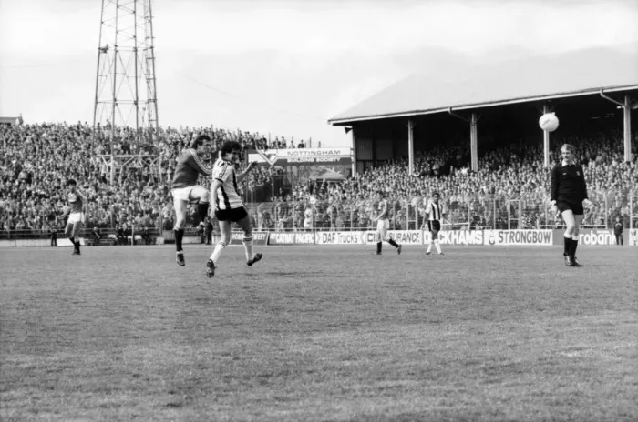 Framed Print : English League Division One match. Notts County 3 v Manchester United 2