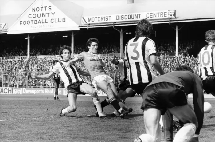Framed Print : English League Division One match. Notts County 3 v Manchester United 2 Framed Print : English League Division One match. Notts County 3 v Manchester United 2
