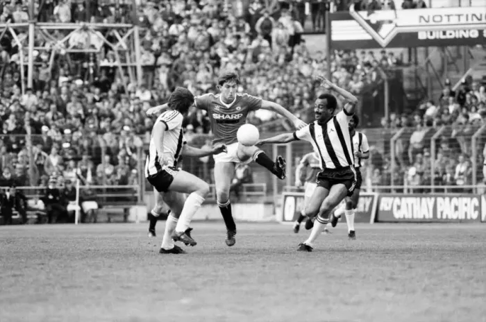 Framed Print : English League Division One match. Notts County 3 v Manchester United 2 Framed Print : English League Division One match. Notts County 3 v Manchester United 2