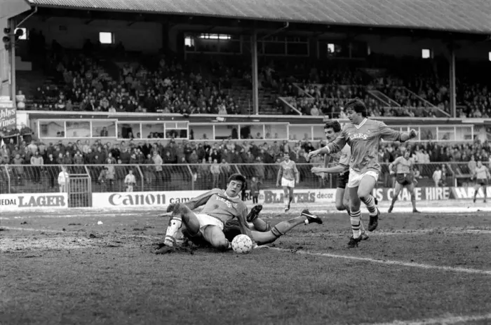 Framed Print : English League Division Two match Oldham Athletic 3 v Derby County 0 January
