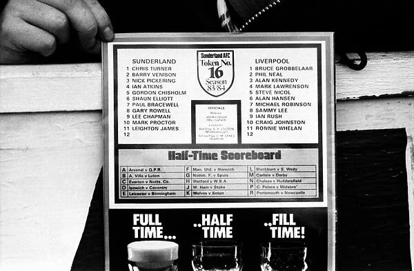 English League Division match at Roker Park. Sunderland 0 v Liverpool 0. February 1984