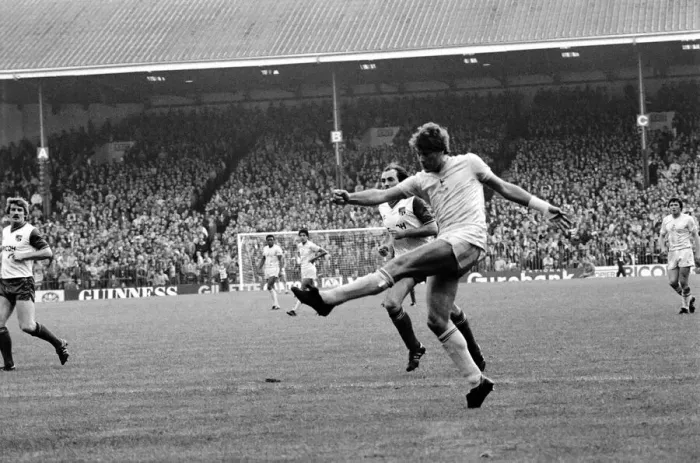 Framed Print : English League Division One match. Stoke City 1 v Tottenham Hotspur 1 November 1983