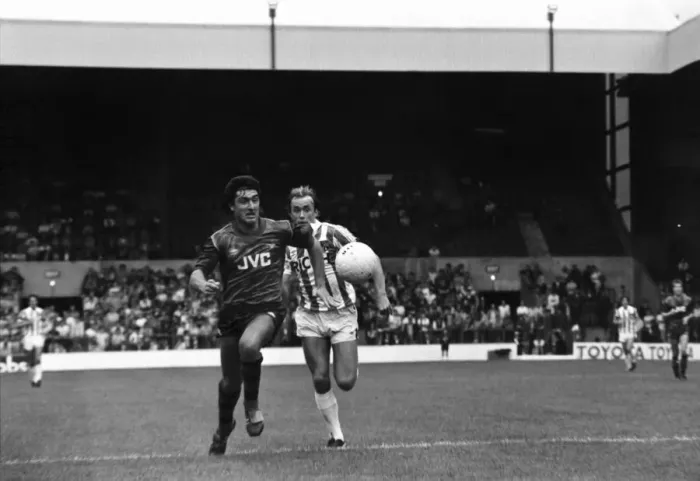 Framed Print : English League Division One match. Stoke City 2 v Arsenal 1 August 1982
