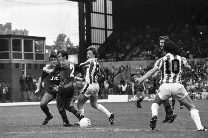 Framed Print : English League Division One match. Stoke City 2 v Arsenal 1 August 1982