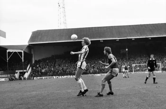 Framed Print : English League Division One match. Stoke City 2 v West Ham United 1