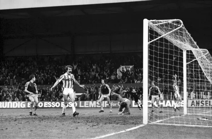 Framed Print : English League Division One match. Stoke City 2 v West Ham United 1